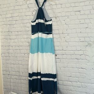 NWT BANANA REPUBLIC twisted halter neck striped belted summer maxi dress…